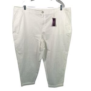 Lane‎ Bryant Boyfriend Pants White Plus Size 28 New Cotton Blend Stretch Summer